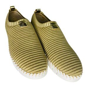 J. Renee Donnia Gold Fabric Slip On Sneaker Women's 11M